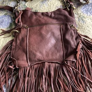 Brown fringe crossbody bag by Cut n Paste